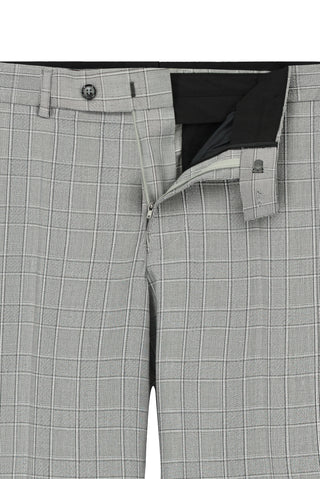  Orta Füme 7 Drop Slim Fit Dar Kesim Ekose Klasik Kuma? Pantolon-Ki??l?