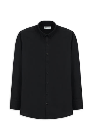  Siyah Uzun Kol Regular Fit Dü?meli Yaka Pamuklu Kolay Ütülenebilir Gömlek-Ki??l?