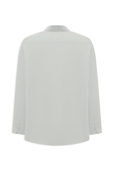 Beyaz Uzun Kol Regular Fit Düğmeli Yaka Pamuklu Kolay Ütülenebilir Gömlek