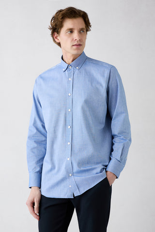  Lacivert Uzun Kol Regular Fit Düğmeli Yaka Pamuk Oxford 4 Mevsim Gömlek