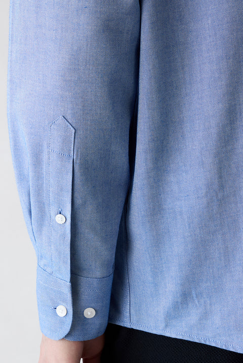 Lacivert Uzun Kol Regular Fit Düğmeli Yaka Pamuk Oxford 4 Mevsim Gömlek