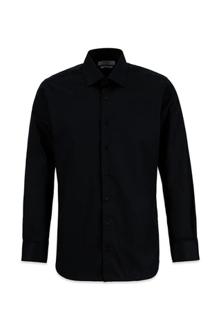  Siyah Uzun Kol Slim Fit Non Iron Ütü Gerektirmeyen %100 Pamuk Klasik Gömlek