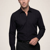 Black Long Sleeve Slim Fit Non-Iron 100% Cotton Classic Shirt