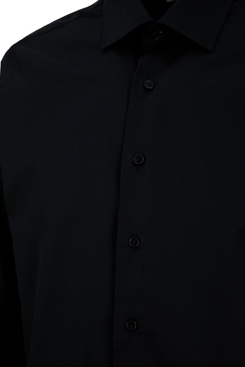 Siyah Uzun Kol Slim Fit Non Iron Ütü Gerektirmeyen %100 Pamuk Klasik Gömlek