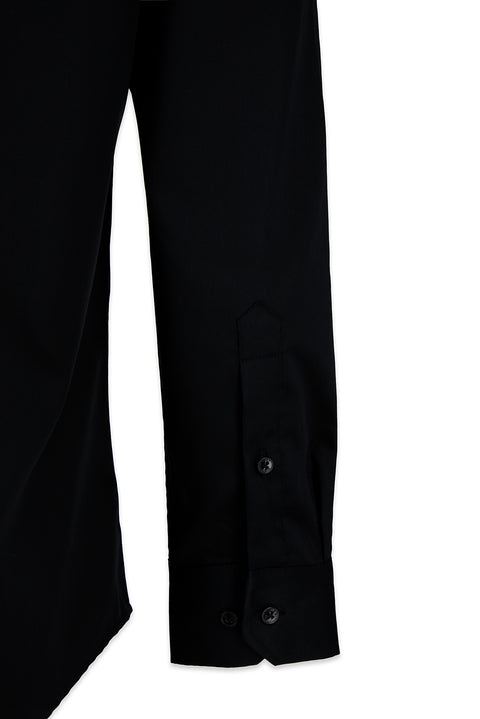 Siyah Uzun Kol Slim Fit Non Iron Ütü Gerektirmeyen %100 Pamuk Klasik Gömlek