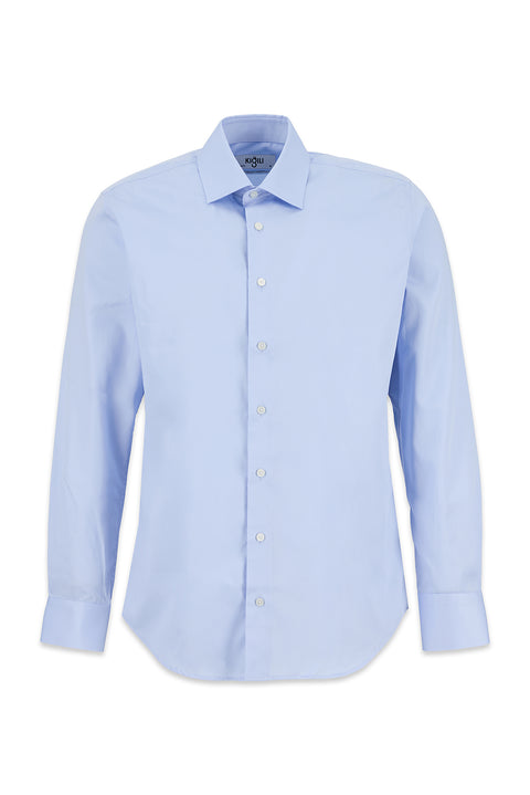 Uçuk Mavi Uzun Kol Slim Fit Non Iron Ütü Gerektirmeyen %100 Pamuk Klasik Gömlek