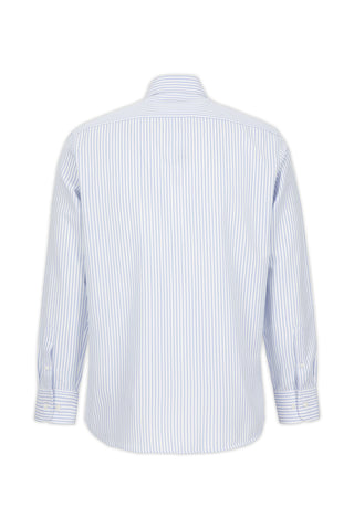  Uçuk Mavi Uzun Kol Regular Çizgili Pamuklu Gömlek