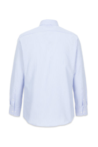  Uçuk Mavi Uzun Kol Slim Fit Çizgili Klasik Yaka Pamuklu Kolay Ütülenebilir Gömlek