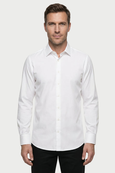 Siyah-Beyaz 2 'li Uzun Kol Regular Fit Pamuklu Ütü Gerektirmeyen Pamuklu Klasik Non Iron Gömlek Seti