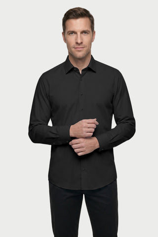  Siyah-Beyaz 2 'li Uzun Kol Regular Fit Pamuklu Ütü Gerektirmeyen Pamuklu Klasik Non Iron Gömlek Seti