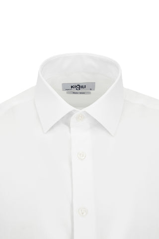  Beyaz-Beyaz 2'li Uzun Kol Regular Fit Pamuklu Ütü Gerektirmeyen Pamuklu Klasik Non Iron Gömlek Seti