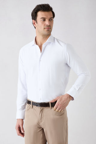  Beyaz Uzun Kol Slim Fit Oxford 4 Mevsim Pamuklu Kolay Ütülenebilir Klasik Gömlek