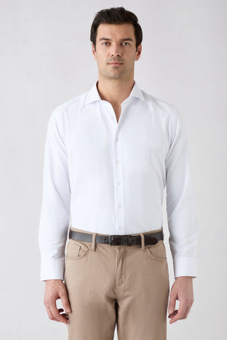  Beyaz Uzun Kol Slim Fit Oxford 4 Mevsim Pamuklu Kolay Ütülenebilir Klasik Gömlek