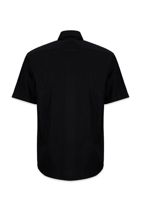 Black Short Sleeve Regular Fit Non-Iron Shirt