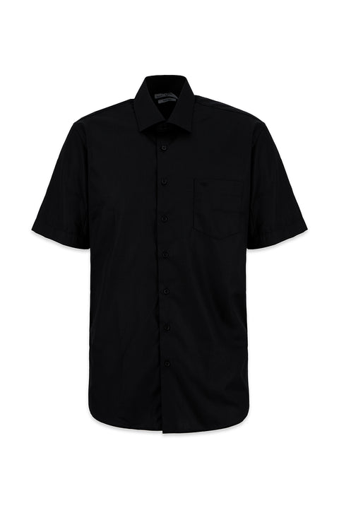 Black Short Sleeve Regular Fit Non-Iron Shirt