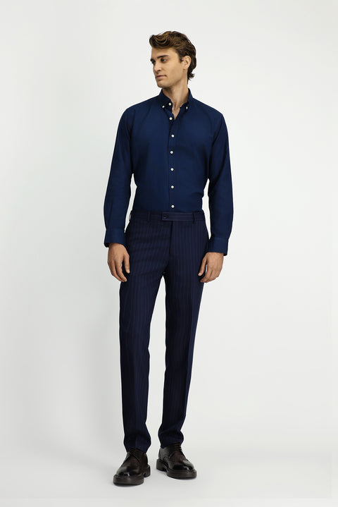 Dark Navy Long Sleeve Regular Fit Button-Down Collar Cotton Oxford Shirt