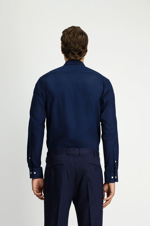 Dark Navy Long Sleeve Regular Fit Button-Down Collar Cotton Oxford Shirt