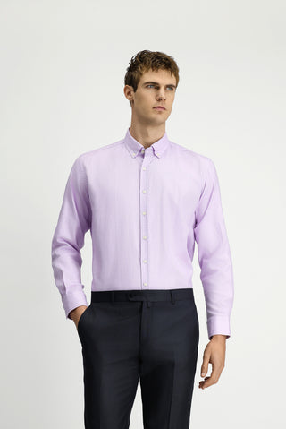  Orta Mor Uzun Kol Regular Fit Dü?meli Yaka Pamuk Oxford Gömlek-Ki??l?