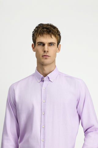  Orta Mor Uzun Kol Regular Fit Dü?meli Yaka Pamuk Oxford Gömlek-Ki??l?