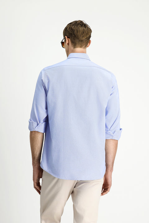 Açık Mavi Uzun Kol Regular Fit Oxford Düğmeli Yaka Pamuk Gömlek