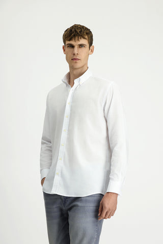  Beyaz Uzun Kol Regular Fit Oxford Düğmeli Yaka Pamuk Gömlek