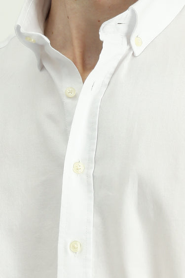 Beyaz Uzun Kol Regular Fit Oxford Düğmeli Yaka Pamuk Gömlek