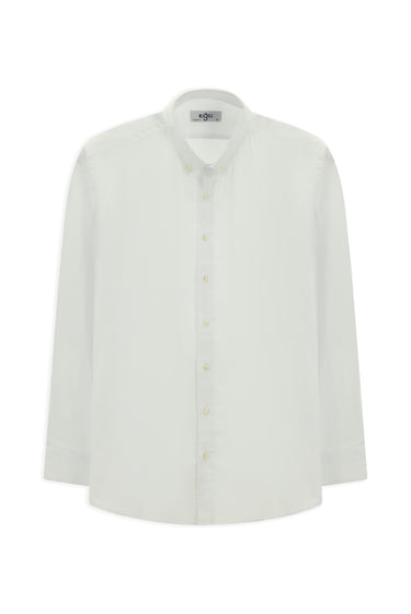 Beyaz Uzun Kol Regular Fit Oxford Düğmeli Yaka Pamuk Gömlek