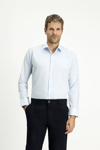  Açık Mavi Uzun Kol Slim Fit %100 Pamuk 4 Mevsim Kolay Ütülenebilir Nefes Alan Erkek Easy Care Klasik Gömlek