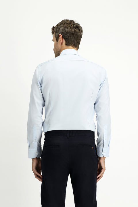 Açık Mavi Uzun Kol Slim Fit %100 Pamuk 4 Mevsim Kolay Ütülenebilir Nefes Alan Erkek Easy Care Klasik Gömlek