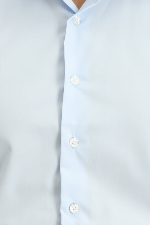 Açık Mavi Uzun Kol Slim Fit %100 Pamuk 4 Mevsim Kolay Ütülenebilir Nefes Alan Erkek Easy Care Klasik Gömlek