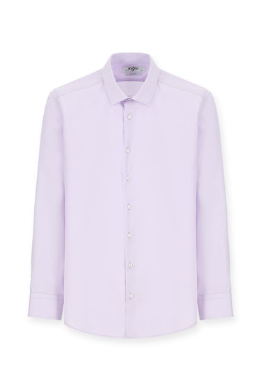 Lila Uzun Kol Slim Fit Dar Kesim Pamuk Klasik Gömlek