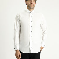 Beyaz Ata Yaka Slim Fit Dar Kesim Pamuk Gömlek