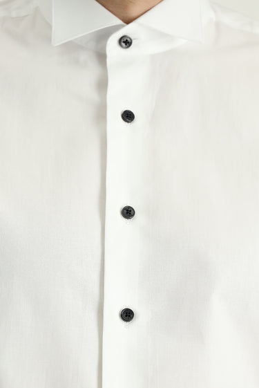 Beyaz Ata Yaka Slim Fit Dar Kesim Pamuk Gömlek