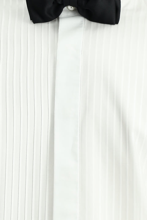 Beyaz Ata Yaka Slim Fit Dar Kesim Pamuk Piliseli Gömlek