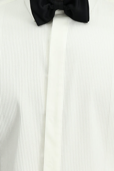 Beyaz Slim Fit Dar Kesim Piliseli Pamuklu Ata Yaka Gömlek
