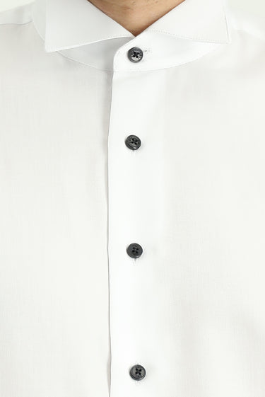 Beyaz Ata Yaka Slim Fit Dar Kesim Pamuklu Kolay Ütülenebilir Gömlek