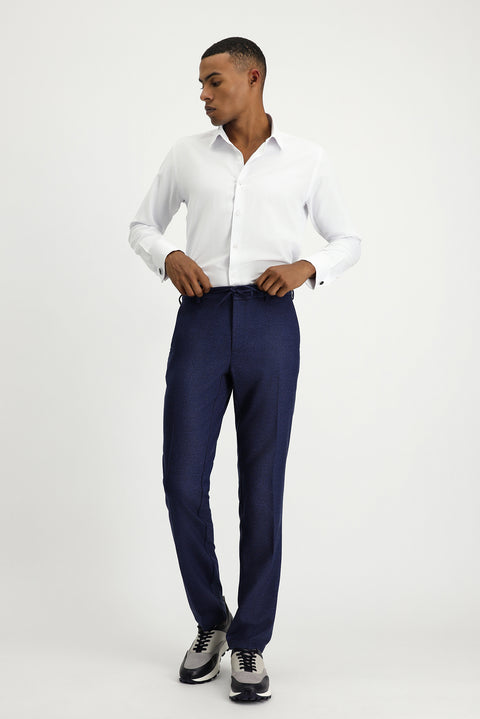 Beyaz Uzun Kol Slim Fit Dar Kesim Klasik Desenli Manşetli Pamuklu Gömlek