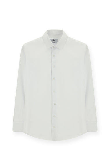  Beyaz Uzun Kol Slim Fit Dar Kesim Klasik Desenli Manşetli Pamuklu Gömlek