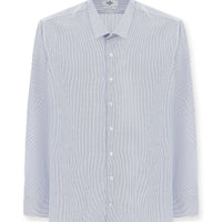 Açık Lacivert Uzun Kol Slim Fit Dar Kesim Klasik Desenli Pamuk Gömlek