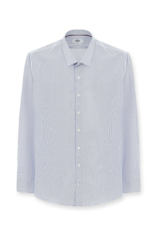  Açık Lacivert Uzun Kol Slim Fit Dar Kesim Klasik Desenli Pamuk Gömlek