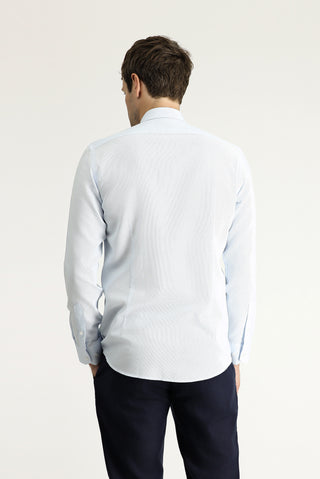  Aç?k Mavi Uzun Kol Slim Fit Dar Kesim Klasik Desenli Pamuk Gömlek-Ki??l?