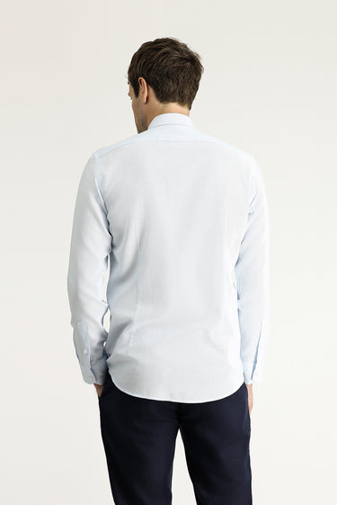  Açık Mavi Uzun Kol Slim Fit Dar Kesim Klasik Desenli Pamuk Gömlek