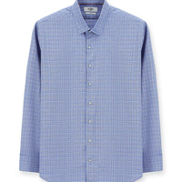 Mavi Uzun Kol Slim Fit Dar Kesim Klasik Desenli Pamuk Gömlek