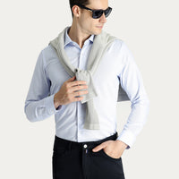 Uçuk Mavi Uzun Kol Slim Fit Dar Kesim Oxford Pamuk Gömlek