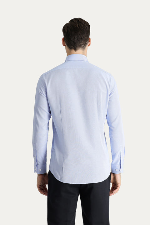 Light Blue Long Sleeve Slim Fit Narrow Cut Oxford Cotton Shirt