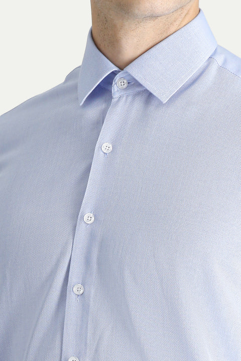 Light Blue Long Sleeve Slim Fit Narrow Cut Oxford Cotton Shirt