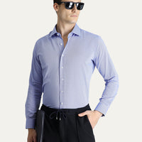 Koyu Mavi  Uzun Kol Slim Fit Dar Kesim Oxford Pamuk Gömlek