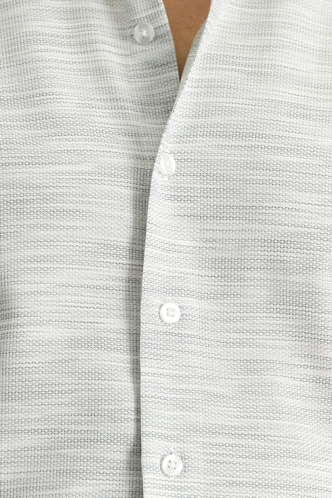 Orta Gri Uzun Kol Slim Fit Dar Kesim Desenli Pamuk Gömlek