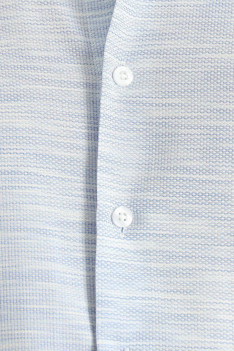 Mavi Uzun Kol Slim Fit Dar Kesim Desenli Pamuk Gömlek