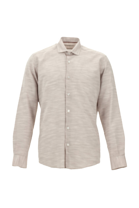 Orta Mor Uzun Kol Slim Fit Dar Kesim Desenli Pamuk Gömlek